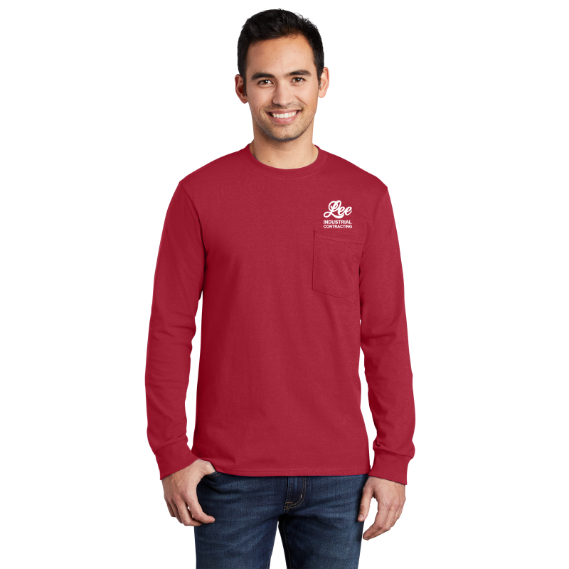 Port & Company® Tall Long Sleeve Essential Pocket Tee - PC61LSPT
