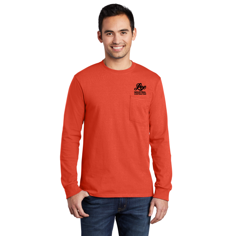 Port & Company® Tall Long Sleeve Essential Pocket Tee - PC61LSPT