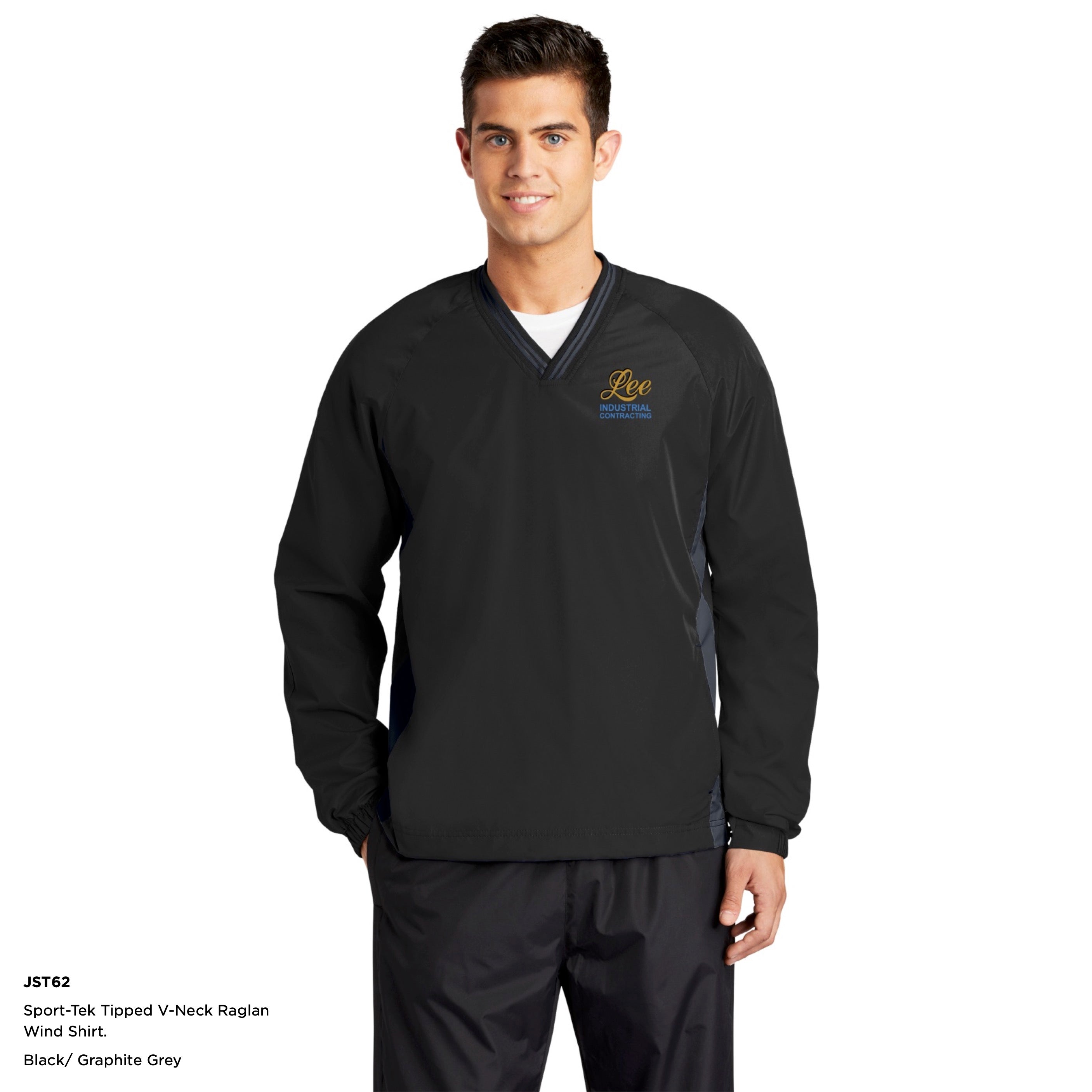 Sport-Tek® Tipped V-Neck Raglan Wind Shirt - JST62