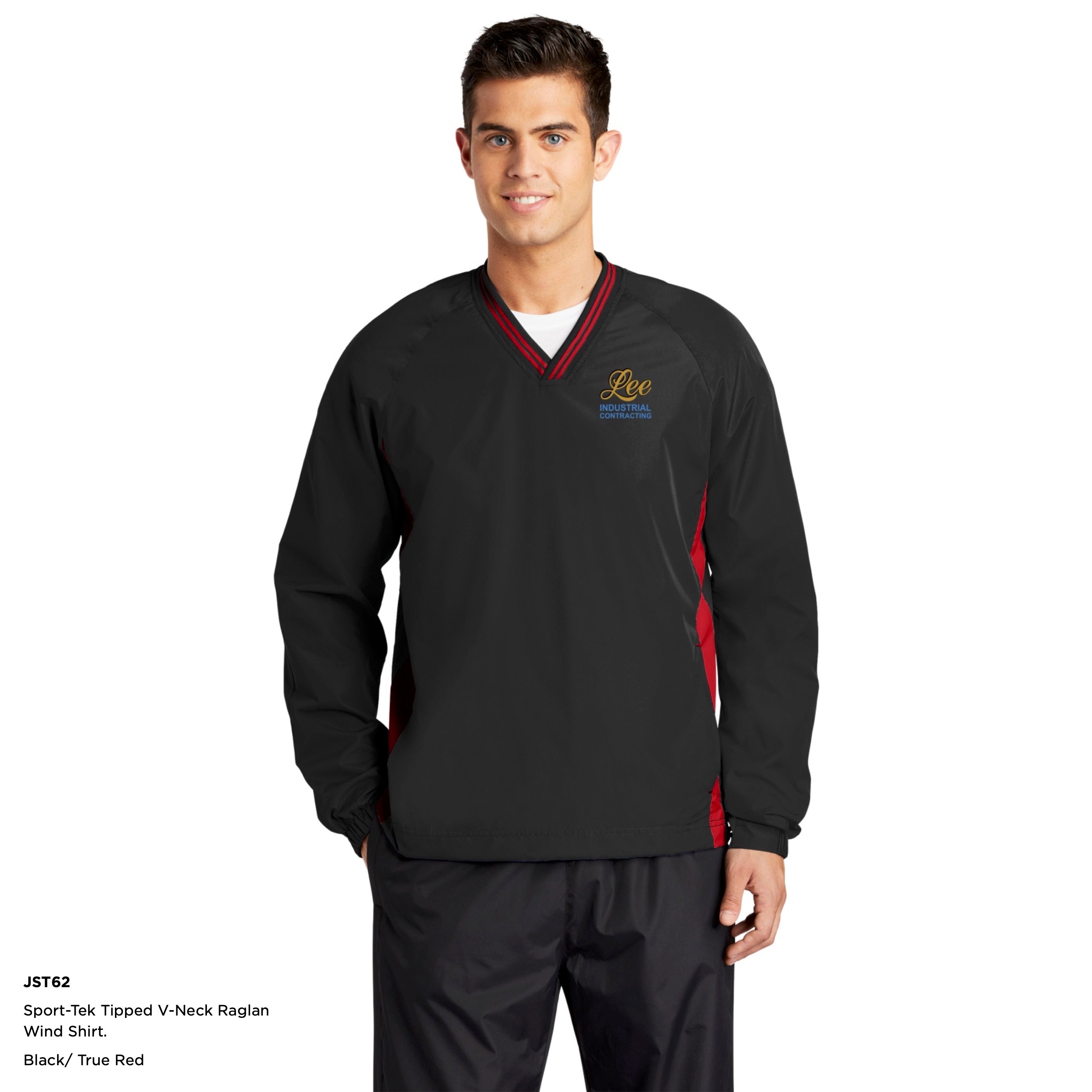 Sport-Tek® Tipped V-Neck Raglan Wind Shirt - JST62