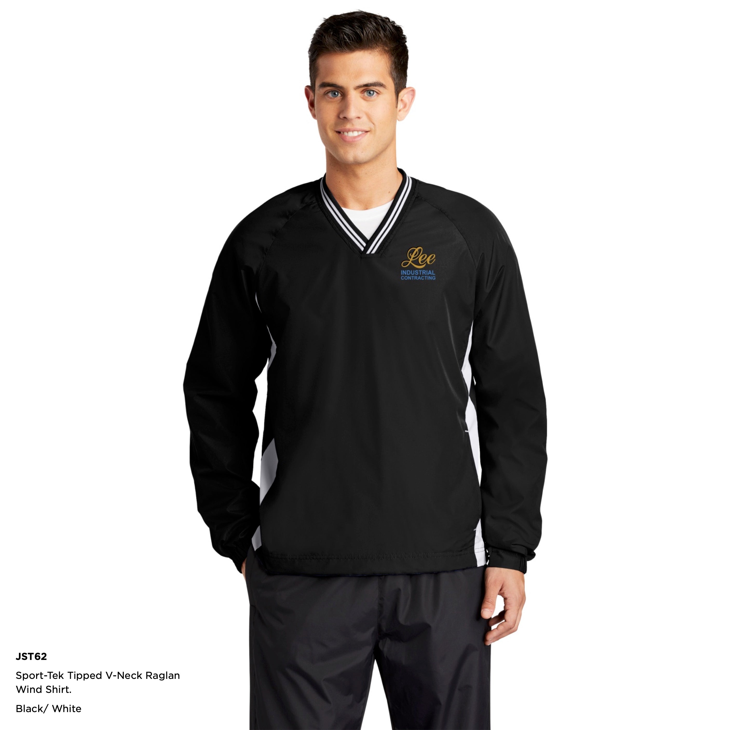 Sport-Tek® Tipped V-Neck Raglan Wind Shirt - JST62