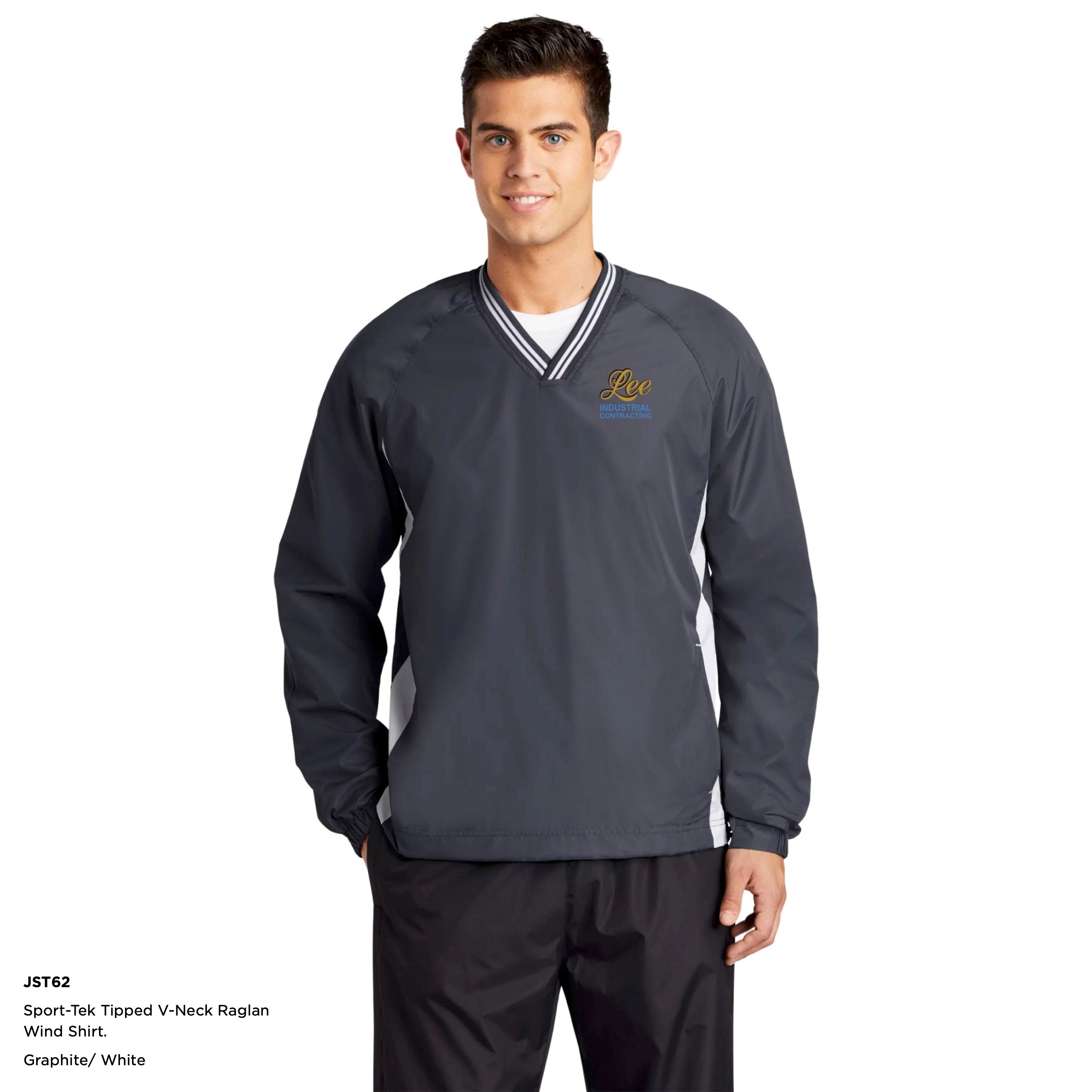 Sport-Tek® Tipped V-Neck Raglan Wind Shirt - JST62