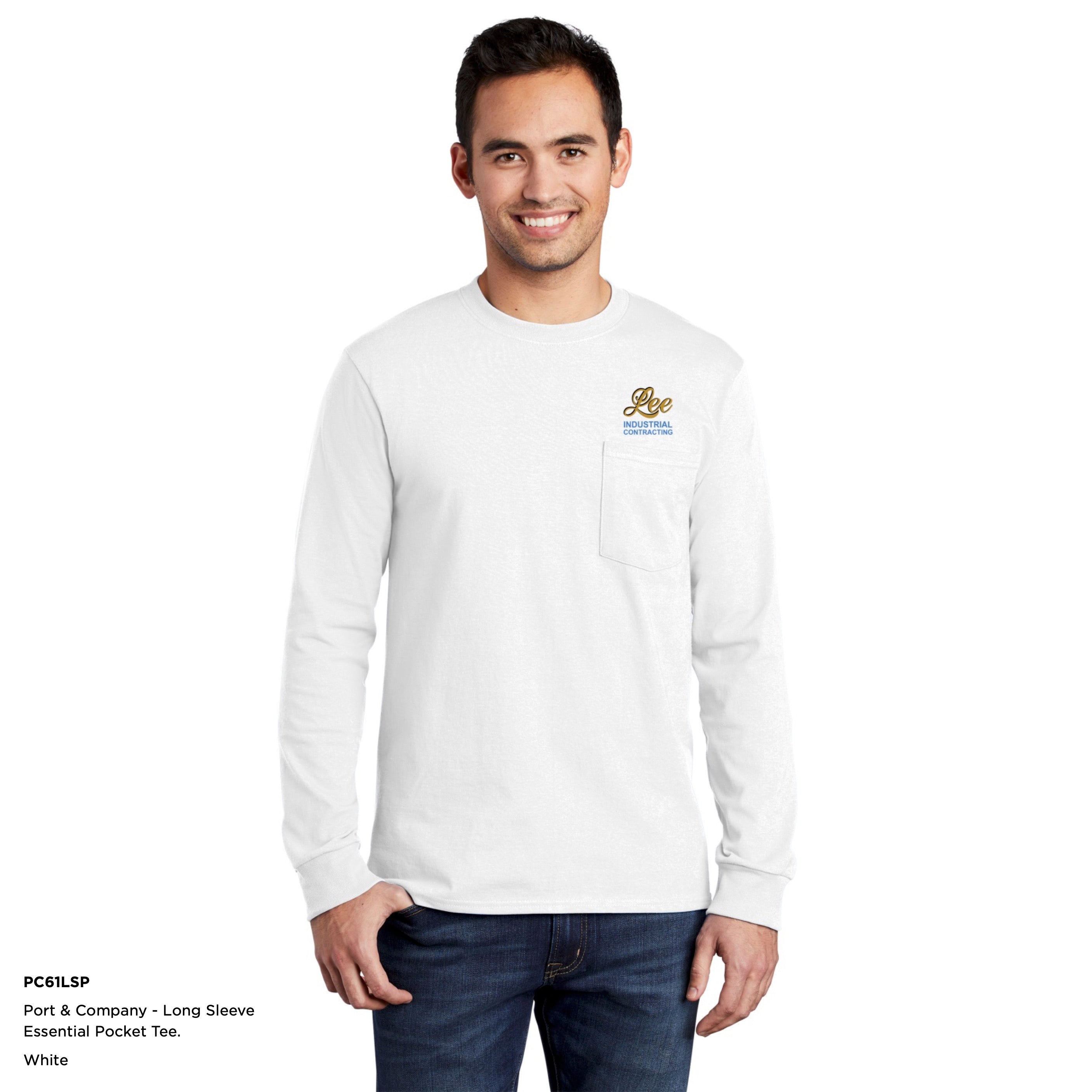 Port & Company® Tall Long Sleeve Essential Pocket Tee - PC61LSPT